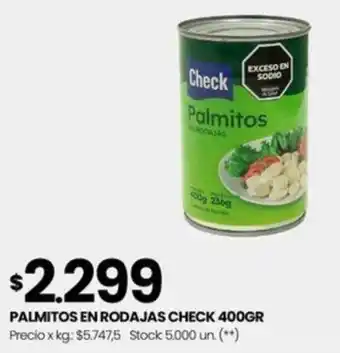 Changomas PALMITOS EN RODAJAS CHECK 400GR oferta
