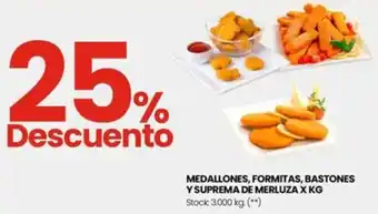 Changomas MEDALLONES, FORMITAS, BASTONES Y SUPREMA DE MERLUZA X KG oferta