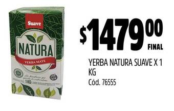Supermercados Yaguar YERBA NATURA SUAVE X 1KG oferta