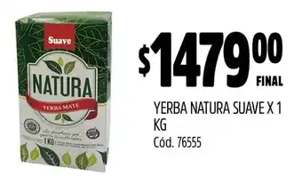 Supermercados Yaguar YERBA NATURA SUAVE X 1KG oferta