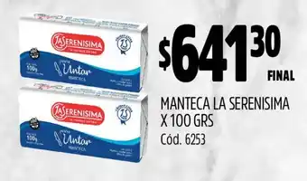 Supermercados Yaguar MANTECA LA SERENISIMA X 100 GRS oferta