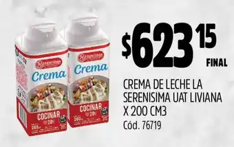 Supermercados Yaguar CREMA DE LECHE LA SERENISIMA UAT LIVIANA X 200 CM3 oferta