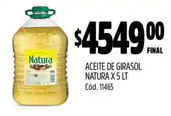 Supermercados Yaguar ACEITE DE GIRASOL NATURA X 5 LT oferta