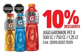 Supermercados Yaguar JUGO GATORADE PET X 500 CC/750 CC/1,25 LT oferta