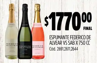 Supermercados Yaguar ESPUMANTE FEDERICO DE ALVEAR VS SAB X 750 CC oferta