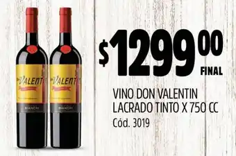 Supermercados Yaguar VINO DON VALENTIN LACRADO TINTO X 750 CC oferta