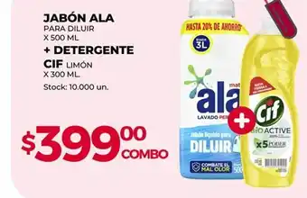 Supermercados Tadicor Jabón Ala para Diluir x 500 ml + Detergente Cif Limón x 300 ml oferta