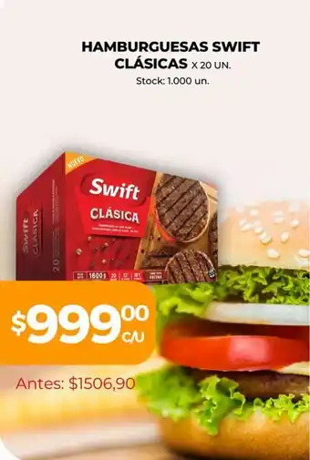 Supermercados Tadicor Swift Clásicas Hamburguesas x 20 un oferta