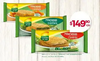 Supermercados Tadicor Milanesas de Soja Todas Las Variedades Granja Del Sol x 330g oferta