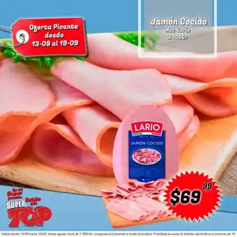 Supermercados Top Jamón Cocido Nat. Lario x 100 gr oferta
