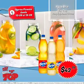 Supermercados Top Brio Agua Sin Gas Pom/Nja/Mzna x 1500 cc oferta