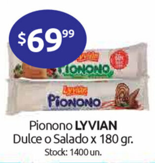 Cordiez Lyvian Pionono Dulce o Salado x 180gr oferta