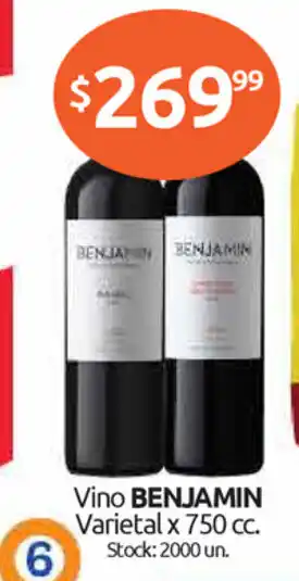 Cordiez Benjamin Vino Varietal 750cc oferta