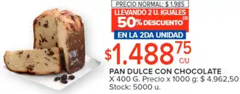 Carrefour PAN DULCE CON CHOCOLATE X 400G oferta