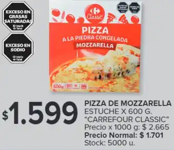 Carrefour PIZZA DE MOZZARELLA ESTUCHE X 600G oferta