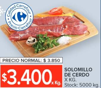 Carrefour SOLOMILLO DE CERDO X KG oferta