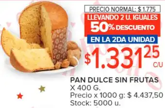 Carrefour PAN DULCE SIN FRUTAS X 400G oferta