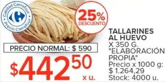 Carrefour TALLARINES AL HUEVO X 350G oferta