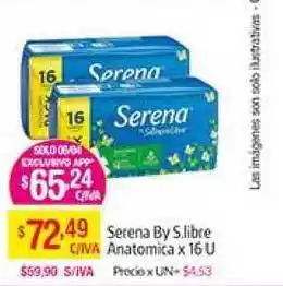 Serena By Siempre Libre Anatomica x 16u
