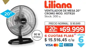 Carrefour VENTILADOR DE MESA 20" CROMO MOD. VOTR20 oferta