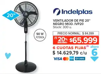 Carrefour Indelplas VENTILADOR DE PIE 20" NEGRO MOD. IVP20 oferta