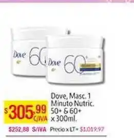 Medamax Dove Masc. 1 Minuto Nutric. 50+ & 60+ x 300ml oferta