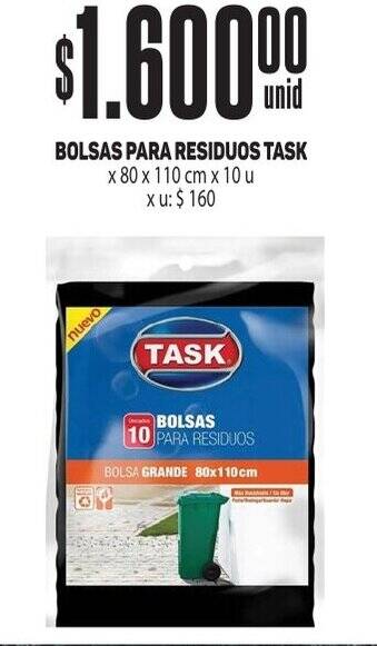 Makro BOLSAS PARA RESIDUOS TASK x 80 x 110 cm x 10 u oferta