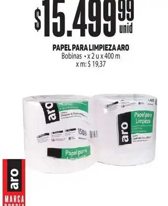Makro PAPEL PARA LIMPIEZA ARO Bobinas x 2 u x 400 m oferta