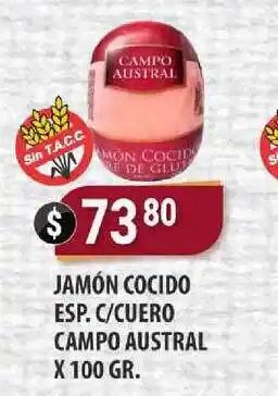 Supermercados Mayor Jamón Cocido Esp. C-cuero Campo Austral X 100 Gr. oferta