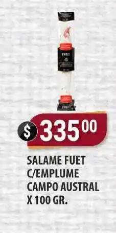 Supermercados Mayor Salame Fuet C-emplume Campo Austral X 100 Gr. oferta
