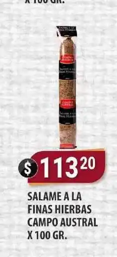 Salame A La Finas Hierbas Campo Austral X 100 Gr.