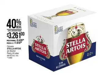 La Anonima Cerveza STELLA ARTOIS sin Alcohol Pack x 6 Latas de 473 cc. c/u. oferta