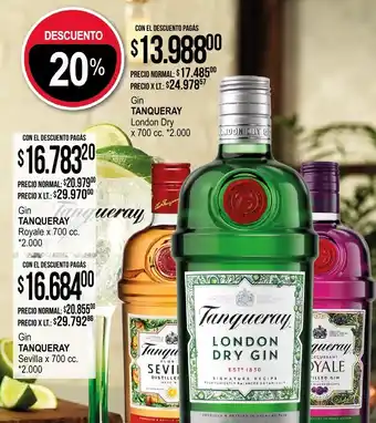 La Anonima Gin TANQUERAY London Dry x 700 cc oferta