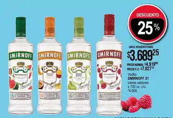La Anonima Vodka SMIRNOFF varios sabores x 700 cc. c/u. oferta