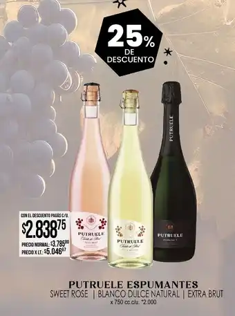 La Anonima PUTRUELE ESPUMANTES SWEET ROSE | BLANCO DULCE NATURAL | EXTRA BRUT x 750 cc oferta