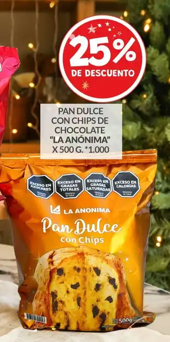La Anonima PAN DULCE CON CHIPS DE CHOCOLATE "LA ANÓNIMA" X 500 G. oferta