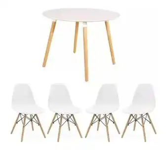 Frávega Juego de mesa eames redonda 90x90 + 4 sillas eames oferta
