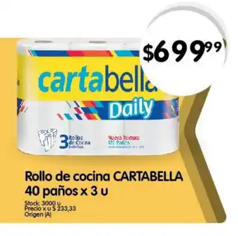 Supermercados Buenos Días Rollo de cocina CARTABELLA 40 paños x 3 u oferta