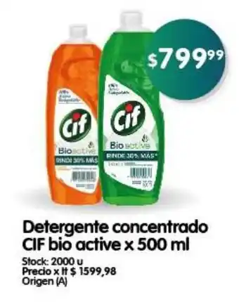 Supermercados Buenos Días Detergente concentrado CIF bio active x 500 ml oferta