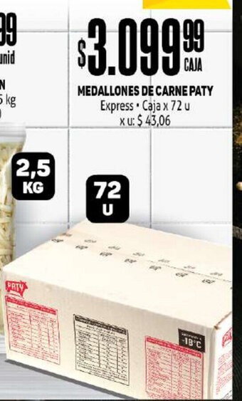 Makro Medallones De Carne Paty Express Caja x 72 u oferta