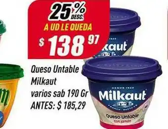 Supermercados Comodin Queso Untable Milkaut Varios Sab 190 Gr oferta