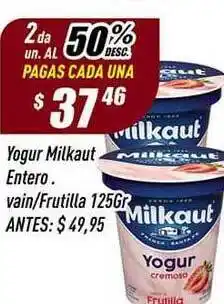 Supermercados Comodin Yogur Milkaut Entero Vain-Frutilla 125Gr oferta