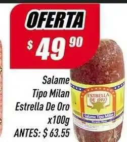 Supermercados Comodin Salame Tipo Milan Estrella De Oro X 100g oferta