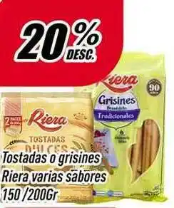Supermercados Comodin Tostadas O Grisines Riera Varias Sabores 150-200Gr 20% Desc. oferta