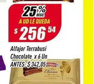 Supermercados Comodin Alfajor Terrabusi Chocolate x 6un oferta