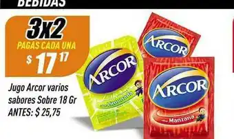 Supermercados Comodin Jugo Arcor Varios Sabores Sobre x 18gr oferta