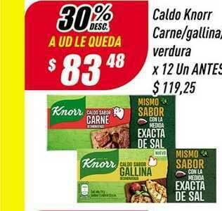 Supermercados Comodin Caldo Knorr Carne Gallina Verdura x 12un oferta