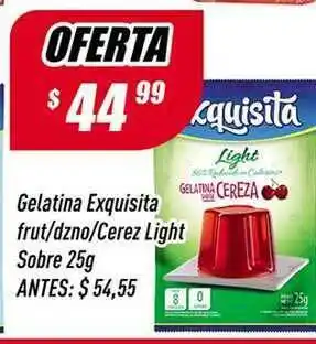 Supermercados Comodin Gelatina Exquisita Frut Dzno Cerez Light Sobre 25gr oferta