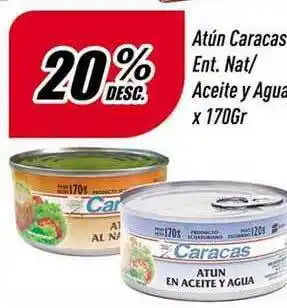 Supermercados Comodin Atún Caracas Ent. Nat Aceite Y Agua x 170gr oferta
