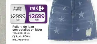 Carrefour Pollera De Jean Con Detalles En Láser oferta